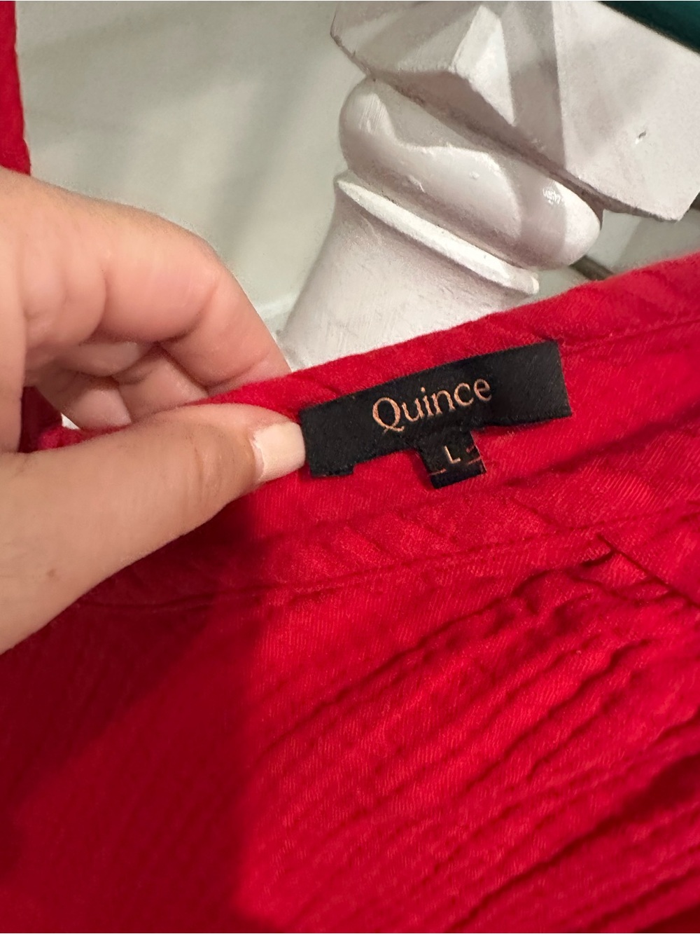 Quince Women's V-Neck Textured Red Tank Dress - Picture 3 of 4